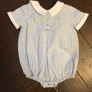 ❌SOLD❌ Boys sailboat embroidered bubble. 9 mos